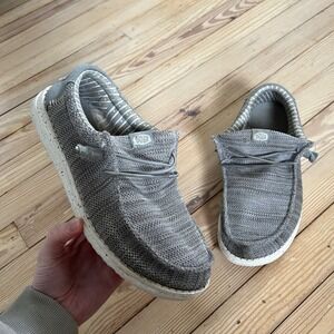 Hey Dude Wally Stretch Sox Mens Grey Slip On Loafers Shoes comfort Size 9 casual